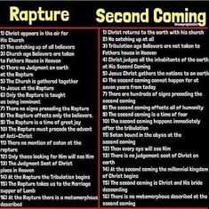 the rapture and second coming rules are shown in this graphic above it's description