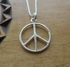 Solid STERLING SILVER Peace Sign Pendant Necklace or Earrings - Chain Optional Peace Necklace, Peace Sign Necklace, Small Gift Boxes, Hippie Jewelry, Funky Jewelry, Peace Sign, Solid 925 Sterling Silver, Earrings Handmade, Sterling Silver Pendants