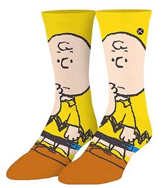 PEANUTS Men’s CHARLIE BROWN SOCKS ODD SOX BRAND - Novelty Socks for Less Casual Yellow Socks For Stocking Stuffers, Peanuts Shoes, Peanuts Packaging, Snoopy Socks, Peanuts Snoopy Socks, Usa Socks, Cheap Fun Socks For Men, Brown Socks, Silly Socks For Men