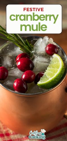 copper mug filled with a mule, topped with cranberries, lime, and sprig Cranberry Mule, Cranberry Moscow Mule, Cranberry Mimosa, Mule Cocktail, Drink Inspiration, Premium Vodka, Holiday Favorite Recipes, Festive Cocktails