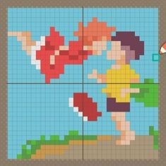 Grimace Pixel Art, Acnh Ponyo Design, Alpha Pattern Ponyo, Animal Crossing Grid Patterns, Pokemon Grid Art, Pixel Studio Ghibli, 30x30 Pixel Art Grid