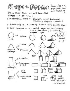 a sheet of paper with different shapes and lines on it, including the text shape to form