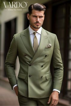 >>ORIGINAL ARTWORK AND CONTENT, PLEASE DO NOT COPY<< Men Suits, Suits For Man, Olive Green Double Breasted Suit for Men  for Men piece Wedding Suit, Double Breasted, Formal Fashion Slim Fit Suit Elevate your formal wardrobe with our Olive Green Double Breasted Suit for men. Crafted with precision and attention to detail, this classic ensemble exudes sophistication and timeless style. 👔 Impeccable Craftsmanship: Our artisans have meticulously tailored this suit to perfection, ensuring a flawless fit that complements your physique. 🌿 Sleek Olive Green: The rich olive green hue adds a touch of modernity to the traditional double-breasted design, making it suitable for various formal occasions. 📐 Tailored to Perfection: Each seam, button, and lapel has been designed with precision, providin Classic Green Double Breasted Suit For Groom, Olive Green Suit Men, Vardo Suits, Green Double Breasted Suit, Green Suit Men, Suit Double Breasted, Olive Green Suit, Olive Green Weddings, Suit Combinations