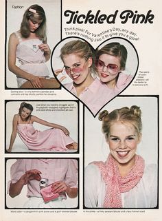 an advertisement for pink clothing with pictures of two women