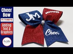 the cheer bow is made with glitter fabric and has an american football design on it