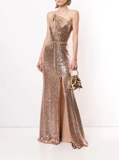 Marchesa Notte Bridesmaids sequin-embellished Bridemaids Dress - Farfetch Sparkly Gowns, Embellished Bridesmaid Dress, Sparkly Gown, Black Tie Formal, One Shoulder Bridesmaid, Gold Bridesmaid Dresses, Gown Skirt, Rose Gold Sequin, Dress Gold