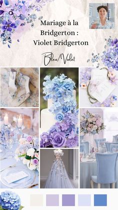 a collage of blue and purple flowers with text that reads marriage la bridaleon violet