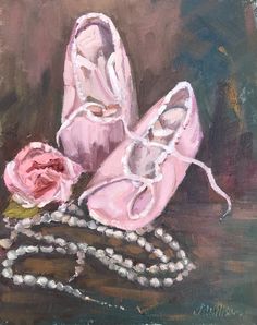 Pink Point Shoes Ballet Oil Painting of Dancing Shoes Print - Etsy Point Shoes Ballet, Painting Of Dancing, Satin Ballet Slippers, Baby Ballet Shoes, Pink Girls Room, Shoes Painting, Shoes Print, Baby Ballet, Pink Girl Room