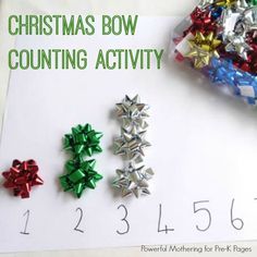 christmas bow counting activity for kids