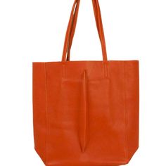 A Lightweight Shopper Tote Bag That Is Tall And Roomy With Modern Clean Lines For Understated Chic. Soft Textured Leather With Double Handles And An Internal Zippered Pouch. This Handbag Is Beautifully Handcrafted Of High-Quality Top-Grain Leather And Entirely Made In Italy. Classic Orange Bags With Leather Handles, Classic Orange Shoulder Bag For Daily Use, Modern Orange Everyday Bag, Modern Orange Everyday Bags, Everyday Orange Square Satchel, Orange Hobo Bag With Removable Pouch For Shopping, Orange Leather Bucket Bag For Shopping, Orange Tote Bucket Bag For Shopping, Square Orange Leather Shoulder Bag