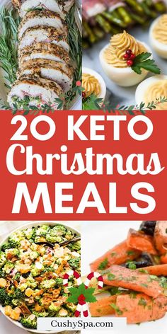 20 keto christmas meals with text overlay