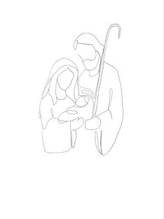 a black and white drawing of two people holding an umbrella