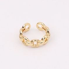 - Dimensions: height 20.1mm. width 21.4mm. Ring ring width 7.28mm. Thickness 2.7mm. Inner diameter 16.34mm.- Material: gold and brass.- Quantity: 1pcs.- 0106-2127-1Different batches, sizes and colors may be different slightly. If you need accurate size or color, please contact me.EU factory focuses on servicing brands unique and quality items with the smallest MOQ, if you need to custom or personalized, the factory and craftsmen are here. Adjustable Chain Gold Plated Open Ring, Adjustable Gold Plated Open Chain Ring, Trendy Gold Open Chain Ring, Gold Open Chain Ring Tarnish Resistant, Gold Plated Open Chain Ring, Minimalist Gold Metal Chain Ring, Gold Plated Chain Rings As Gift, Gold Minimalist Link Ring, Minimalist Gold Chain Link Rings