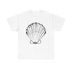 a white t - shirt with an image of a shell on it