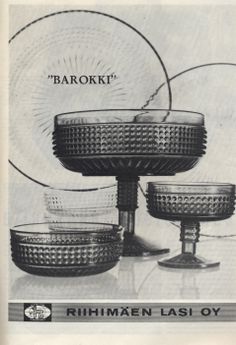 an advertisement for barokk's glassware from the 1950's