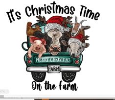 a truck with some animals in it and the words merry christmas written on the back