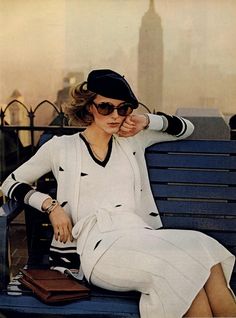 Anne Holbrook in Adolfo. Photo: Chris von Wangenheim. Vogue, February 1974. Chris Von Wangenheim, Editorial Vogue, Michael Kors Designer, Vogue Editorial, Fashion 1970s, Versace Designer, Christie Brinkley, Adored Vintage, Look Retro