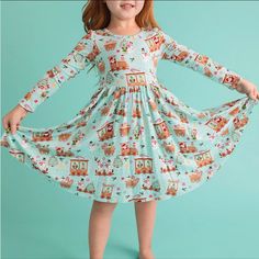 Posh Peanut Christmas 2024 Gingerbread Train Size 3/4t Nib Nwt Gingerbread Christmas Dress, Gingerbread Train, Designs Dress, Peanut Dressing, Posh Peanut, Green Girl, Twirl Dress, Toddler Girl Dresses, Christmas 2024