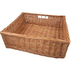 an empty wicker basket on a white background