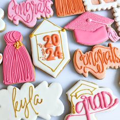 decorated cookies with graduation caps and gowns