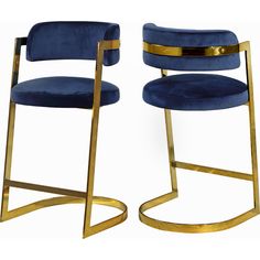 two black velvet chairs with gold trimmings