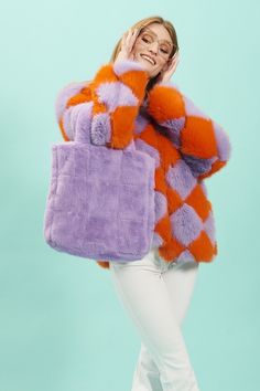 Sumptuously soft and incredibly stylish, our ALL NEW faux fur bags in vibrant pastel colours are just what this season called for. In classic tote bag style, we're sure these bags will add a touch of colour to your day to day outfits.  15% Acrylic 85% Modacrylic 100% Viscose Fluffy Bag Outfit, Fluffy Bag, Faux Fur Bag, Fur Gloves, Leather Coat Jacket, Fur Headband, Faux Fur Hat, Cashmere Gloves, Cashmere Dress