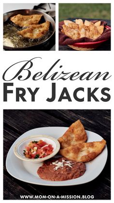 some food is sitting on a plate with the words belizeon fry jacks