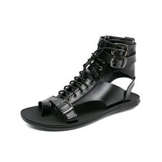 Men's Sandals Casual Classic Roman Shoes Outdoor Daily PU Mid-Calf Boots Black Spring 2023 - US $36.99 Designer Shoes Men, 2022 Summer Fashion, Mens Sandals Fashion, Chinese Shoes, Mens Summer Shoes, Roman Sandals, Fashion White, Buckle Sandals, White Sandals