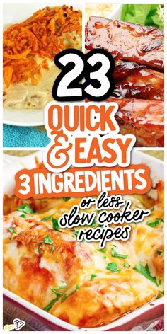 the cover of 23 quick and easy ingredients for slow cooker meals, including meats