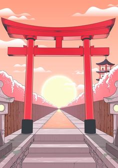 Japanese Scenery Drawing, Nirvana Fan Art, Japanese Style Interior Design, Landscape Drawing Easy, Japanese Style Interior, Japanese Poem, Summer Japan, Temple Drawing, Japan Temple