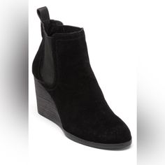 Nwot Excellent Condition Lucky Brand Black Ankle Booties Further Details In Last Photo Chic Black Suede Wedge Boots, Black Casual Wedge Boots For Work, Casual Black Wedge Boots For Work, Black Ankle Booties, Lucky Brand Shoes, Brand Shoes, Ankle Booties, Lucky Brand, Bootie Boots