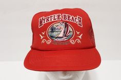 Vintage Myrtle Beach Trucker Hat Red 1980's logo sea fishing H124 Smoke Free Home You are Buying a Vintage hat.  Items are checked and are like brand new.  Please ask any questions about items that you would like to know. Please check out are other listings will are adding new items all the time. Hope you have a wonderful day. Vintage Summer Trucker Hat For Outdoor Activities, Vintage Trucker Hat With Curved Brim For Summer, Vintage Adjustable Trucker Hat For Summer, Vintage Snapback Hat For Vacation, Vintage Red Hat For The Beach, Vintage Red Summer Hat, Vintage Trucker Hat For Summer Beach, Vintage Red Hat For Vacation, Retro Red Beach Hat