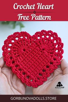 a crochet heart is shown in the shape of a heart, with text overlay