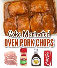 an advertisement for oven marinated oven pork chops