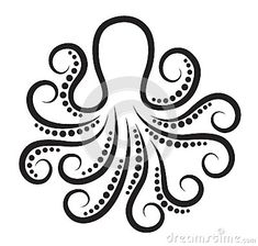 an octopus with swirls and dots on it's back, in black ink