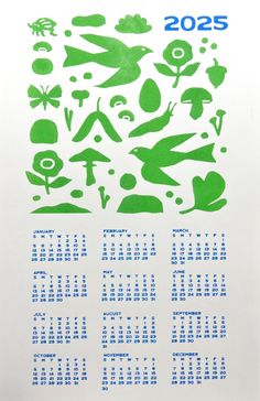 a green and blue poster with numbers on it