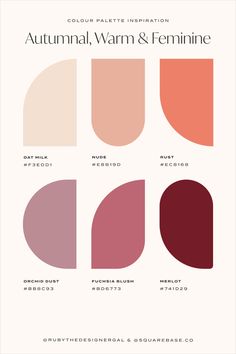 Autumnal, Warm and Feminine Colour Palette for Your Brand and Squarespace Website Muted Feminine Color Palette, Autumnal Color Palette, Romantic Colour Palette, Color Palette Feminine, Feminine Colours, Feminine Colour Palette, Romantic Color Palette, Feminine Interior, Feminine Color Palette