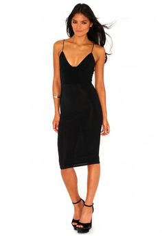 Missguided - Elodia Slinky Strappy Midi Dress In Black Black Strappy Dress, Plunging Neckline Dress, Strappy Midi Dress, Deep V Neck Dress, Midi Dress Black, Perfect World, Plunging Neckline, V Neck Dress, Fashion Photo