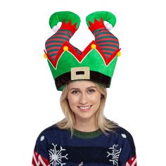 Our Christmas Santa and Elf Pants Hats include upside-down pants Santa and Elf w/ little boots and glittering belt buckles. The head circumference: 24", height: 12", one size fits for adults, teenagers, and kids Fun little addition to the family holidays! These christmas hats are widely applicable, it can be worn for occasions like christmas, cosplay party, and also can be applied as a christmas tree decoration, adding a more festive atmosphere to your important moments. use anytime & anywhe Elf Hats With Apron, Elf Hat With Fur, Elf Cap, Kids Elf Pajamas, Little Boots, Christmas Cosplay, Christmas Dress Up, Outrageous Fashion, Novelty Hats