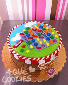 a birthday cake decorated with candy and candies