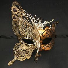 Butterfly Masquerade, Side Butterfly, Black Masquerade, Gold Masquerade Mask, Black Masquerade Mask, Masquerade Ball Party, Luxury Mask