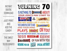 a poster with the words turning 60 on it