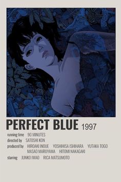 the poster for perfect blue, featuring an image of a woman laying on her stomach