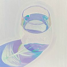 a painting of a glass with water in it