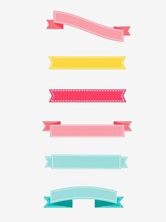 four ribbons with different colors and sizes are shown in this image, one is pink, the