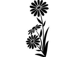 black and white silhouette of flowers on a white background with the words, `'i love