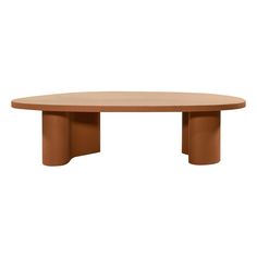 an oval wooden table with two legs on the top and one leg raised to the side