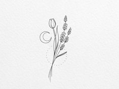 a drawing of some flowers on a white paper