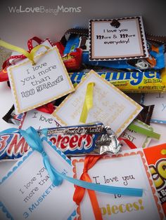 some kind of candy that is on top of a table and has writing on it