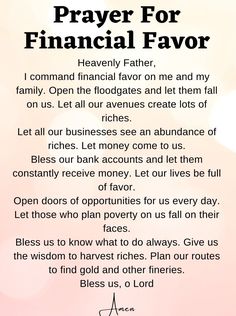 a prayer for financial favor